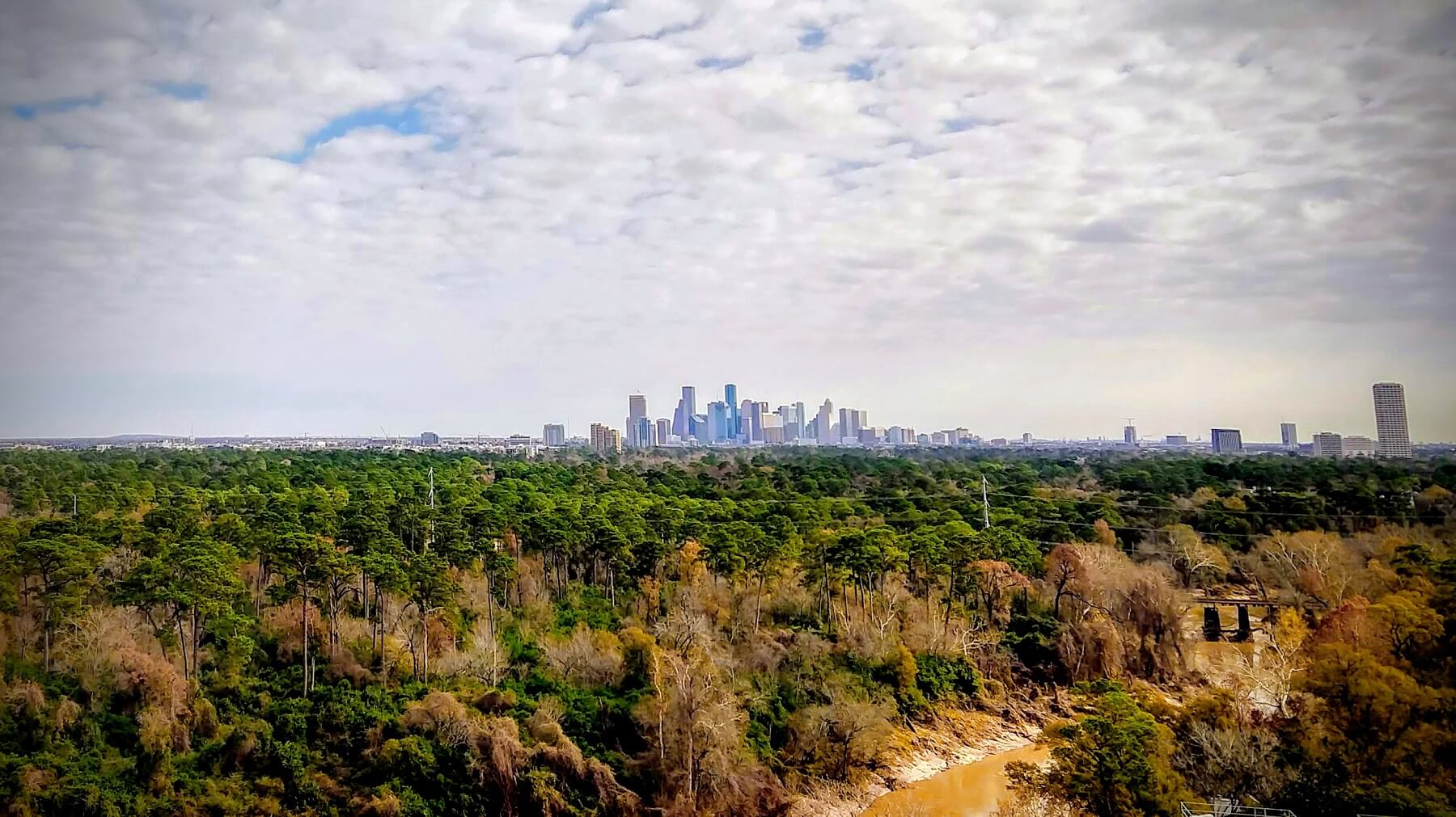 Downtown Houston and Memorial Park